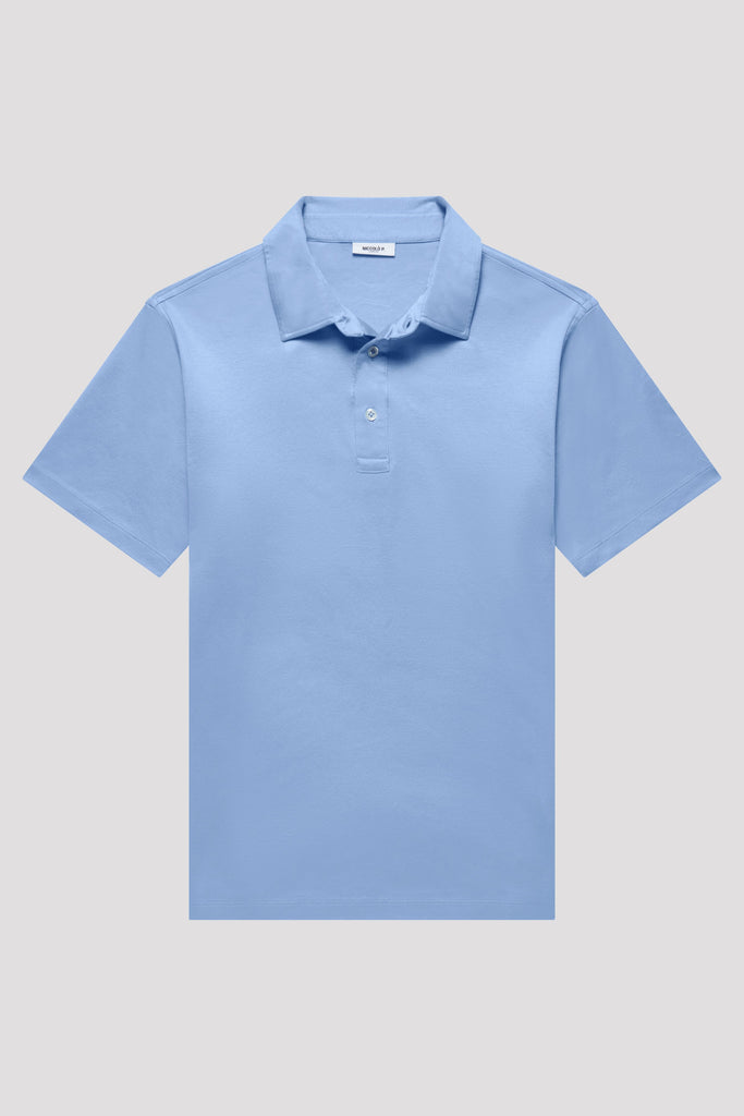 Amalfi Blue Polo Shirt in Egyptian Cotton