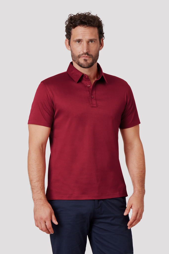 Burgundy Polo Shirt in Egyptian Cotton