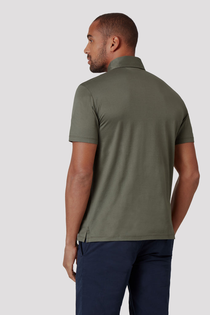 Olive Green Polo Shirt in Sea Island Cotton