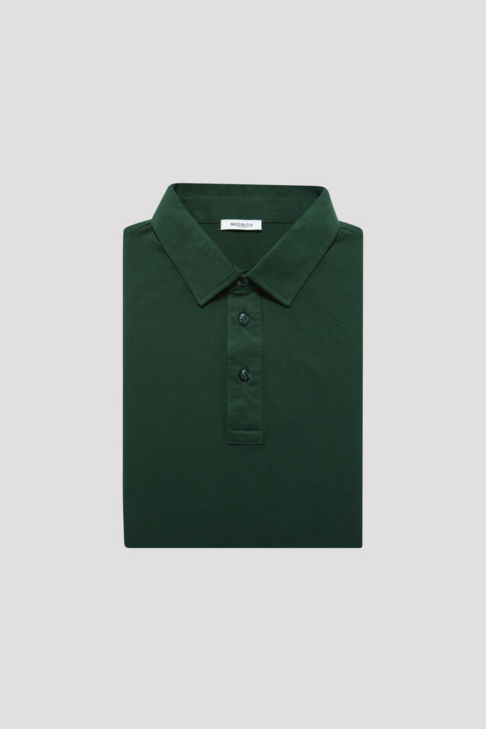 Racing Green Long Sleeve Polo Shirt in Supima Cotton