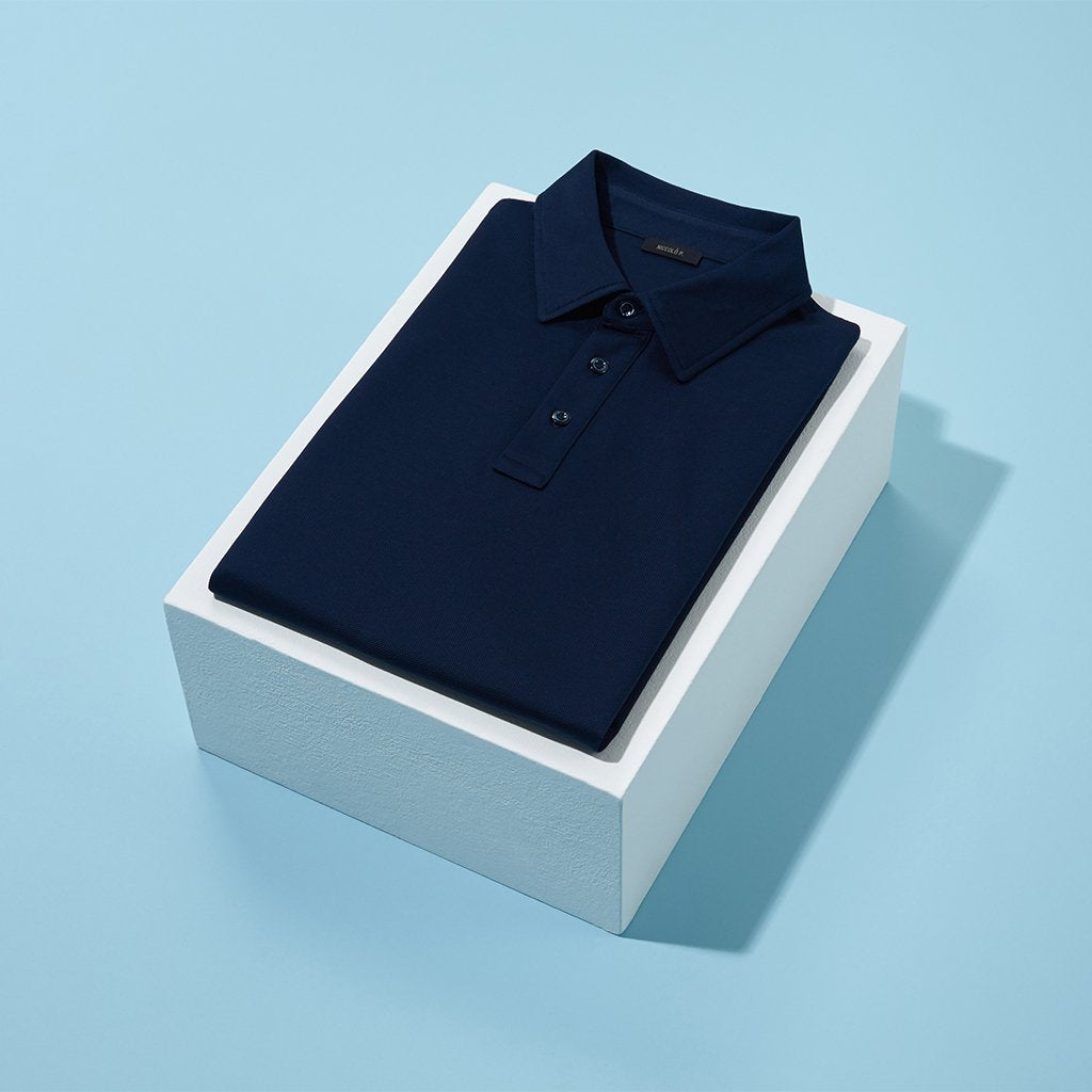 Navy Polo Shirt in Sea Island Cotton