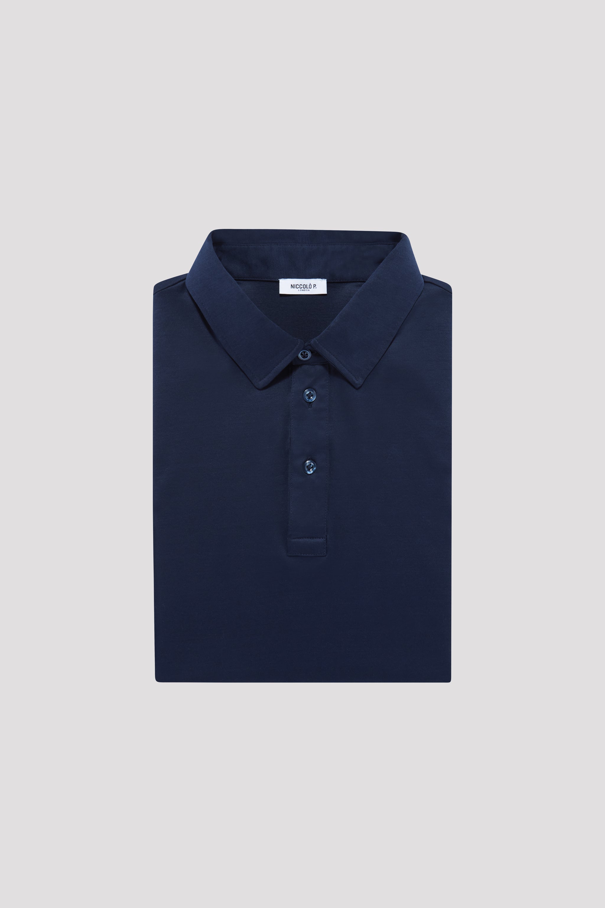 Long Sleeve Polo Shirt - Egyptian Cotton - Navy | Niccolò P.