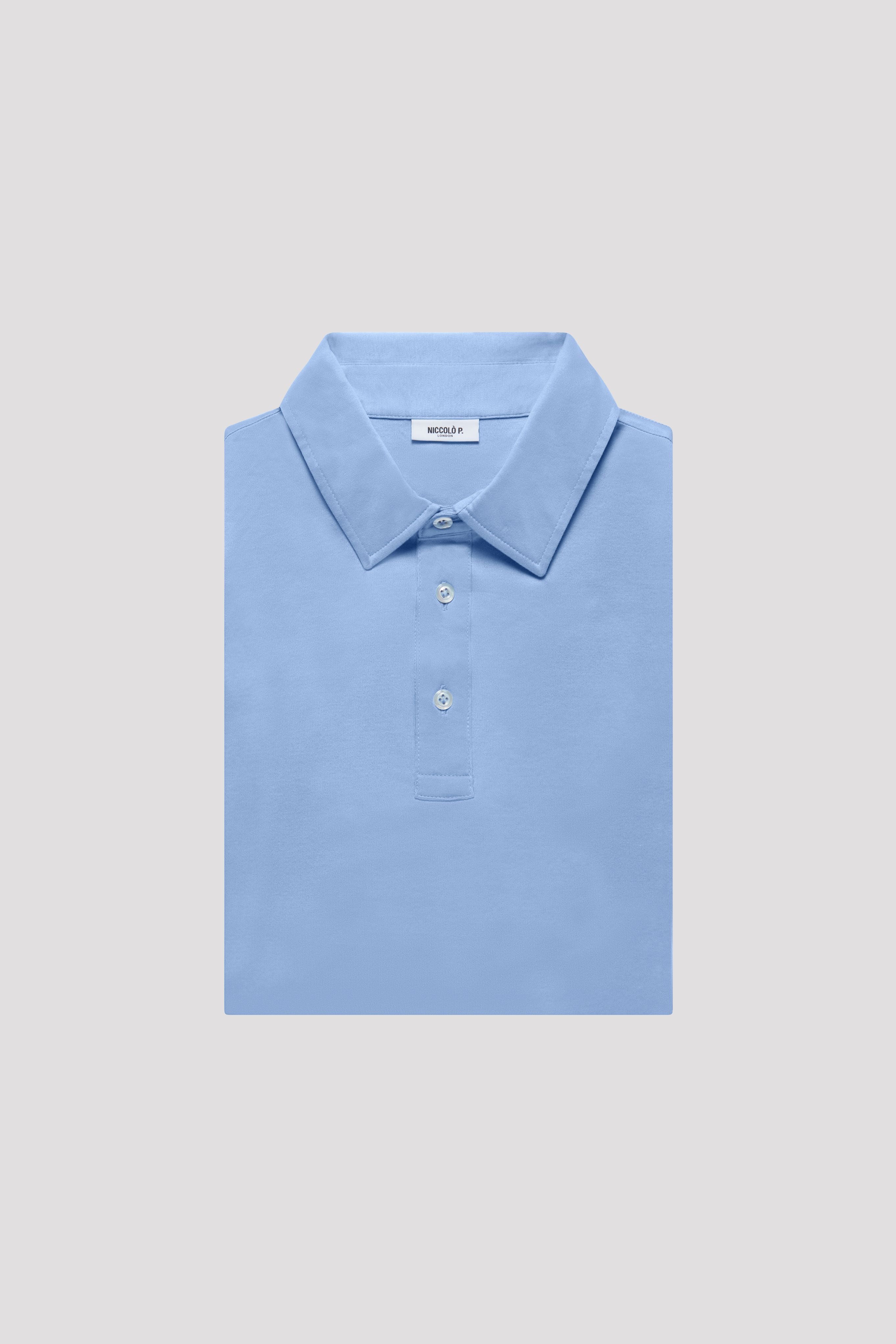 Polo Shirt Egyptian Cotton Light Blue Niccolò - Main Image
