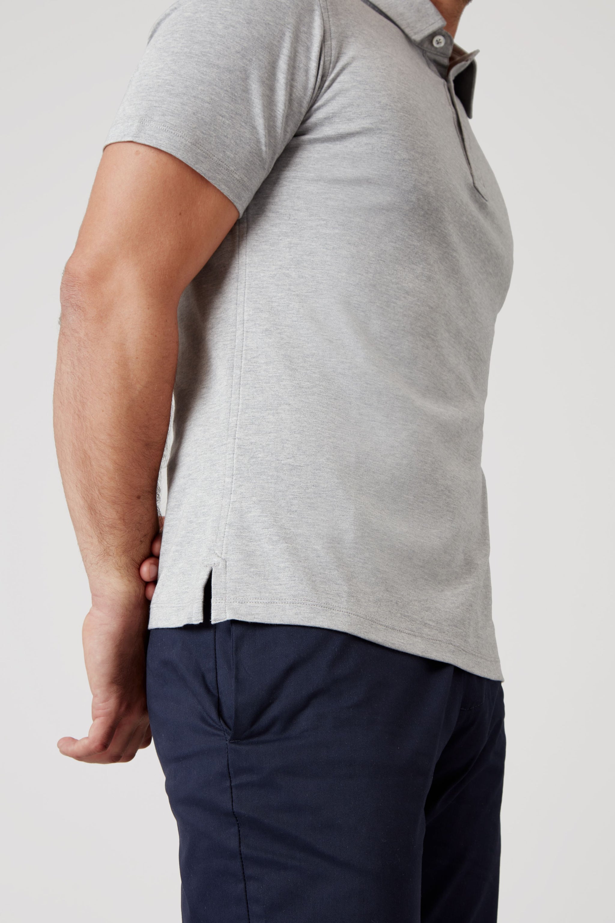 Polo Shirt - Suvin Gold Cotton - Grey Mélange | Niccolò P.