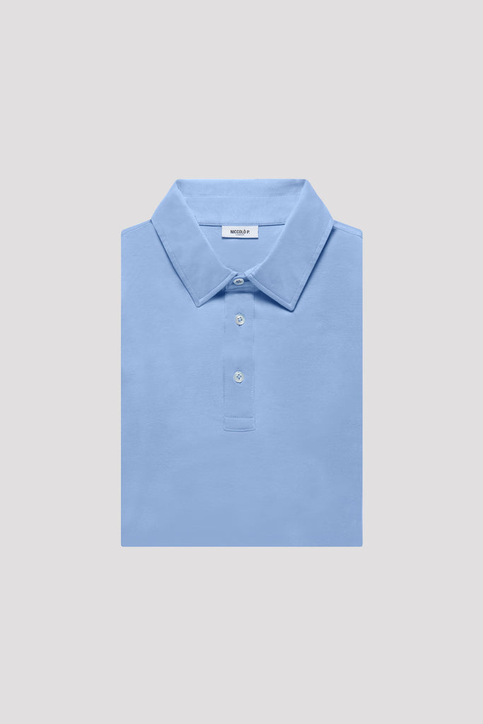 Amalfi Blue Polo Shirt in Egyptian Cotton