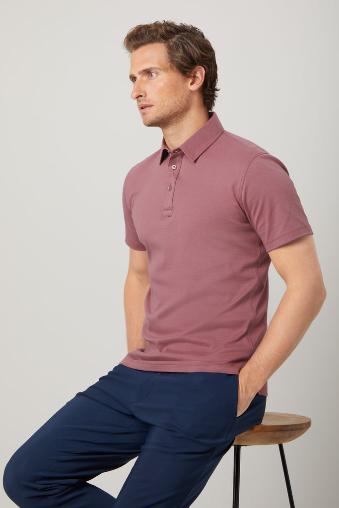 Dusty Pink Polo Shirt in Egyptian Cotton