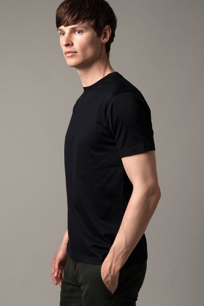 Black Crew Neck T-Shirt in Supima Cotton