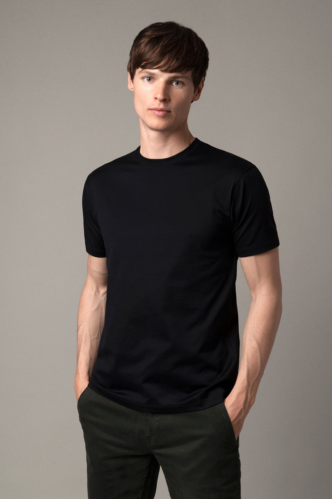 Black Crew Neck T-Shirt in Supima Cotton