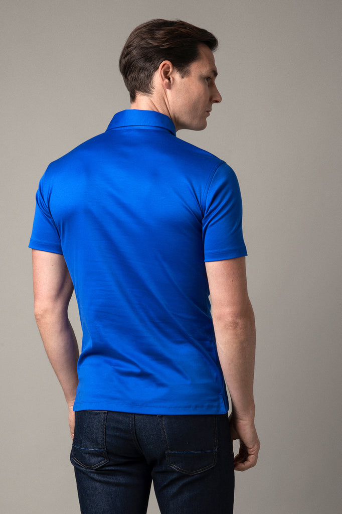 Cerulean Blue Polo Shirt in Egyptian Cotton