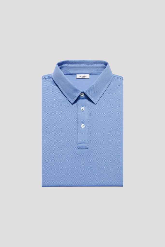 Medium Blue Egyptian Cotton Polo Shirt
