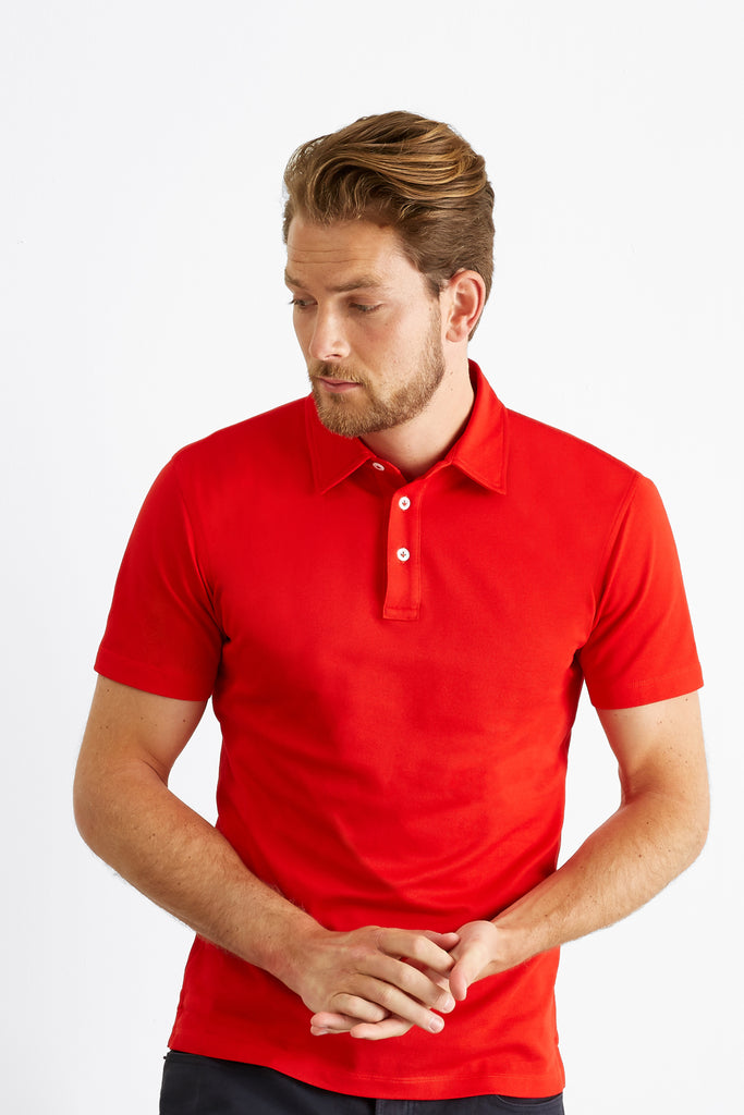 Crimson Red Polo Shirt in Sea Island Cotton