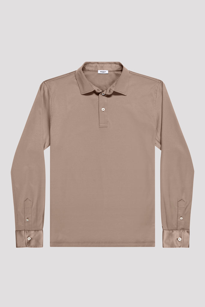 Desert Taupe Long Sleeve Polo Shirt