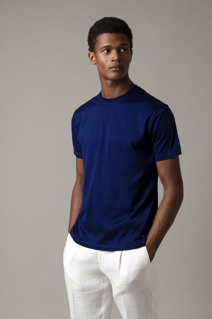 Evening Blue Crew Neck T-Shirt in Supima Cotton