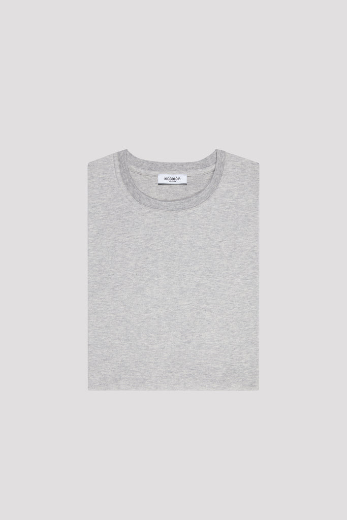 Grey Mélange Crew Neck T-Shirt in Supima Cotton
