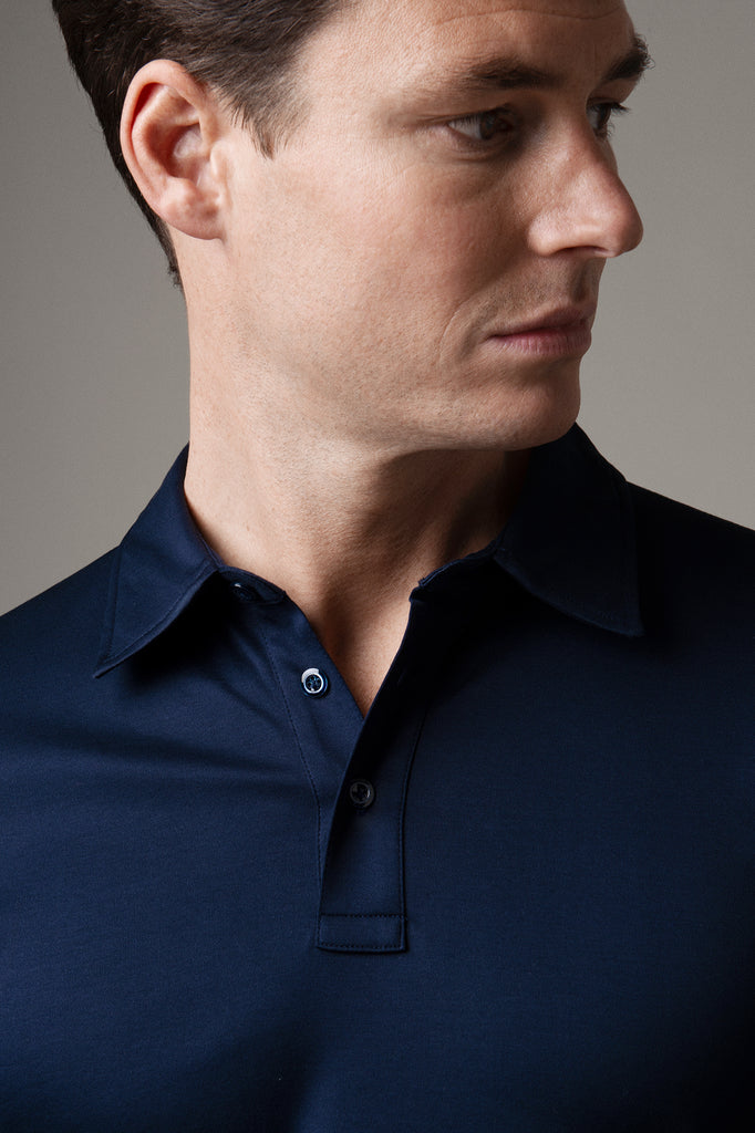 Navy Polo Shirt in Egyptian Cotton