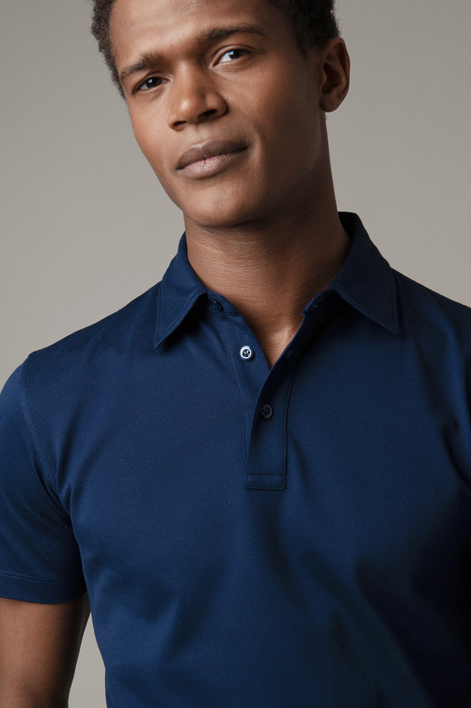 Navy Polo Shirt in Sea Island Cotton