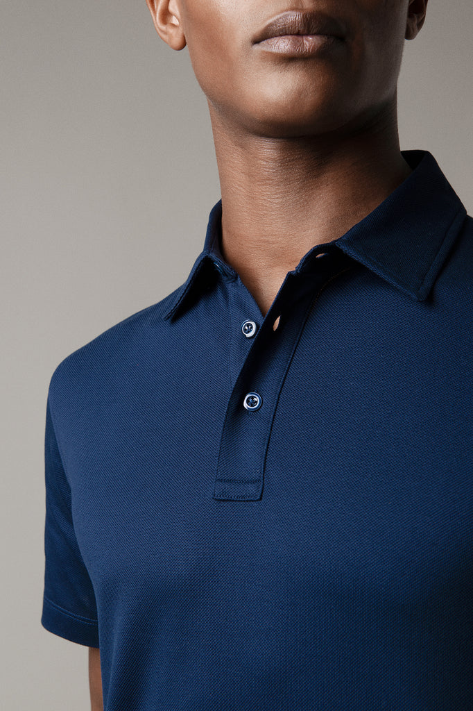 Navy Polo Shirt in Sea Island Cotton