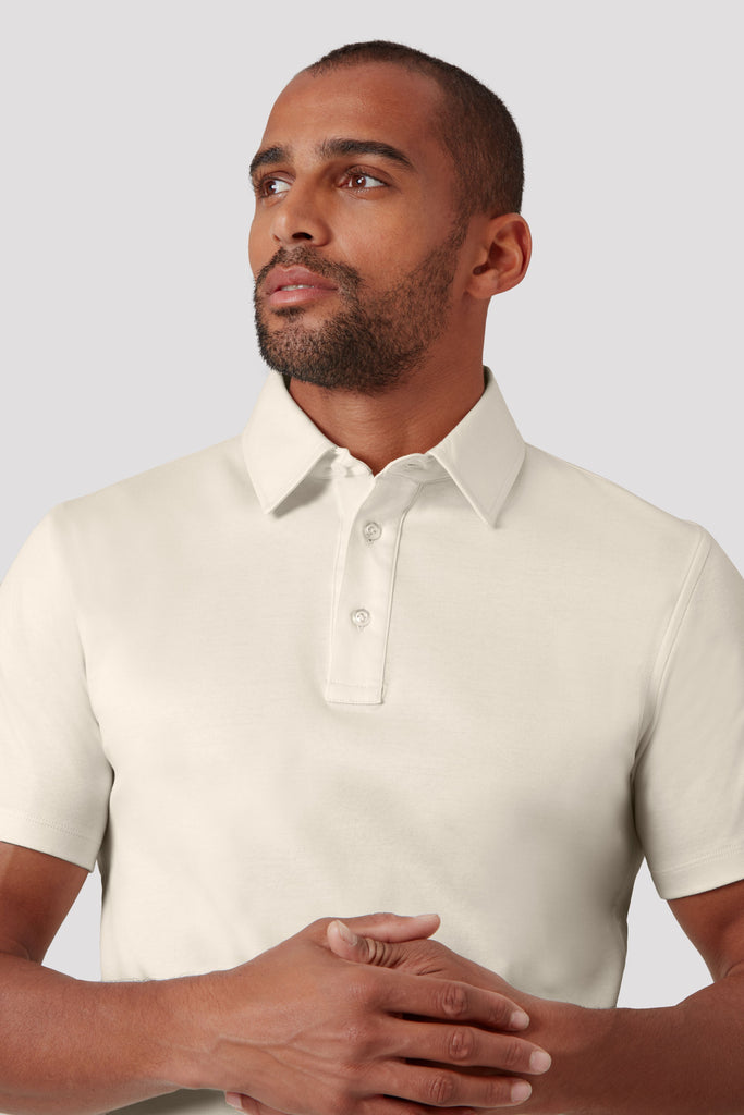 Off-White Polo Shirt in Egyptian Cotton