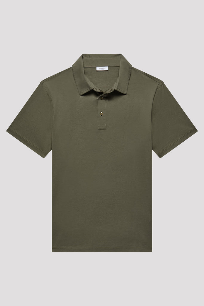 Olive Green Polo Shirt in Sea Island Cotton