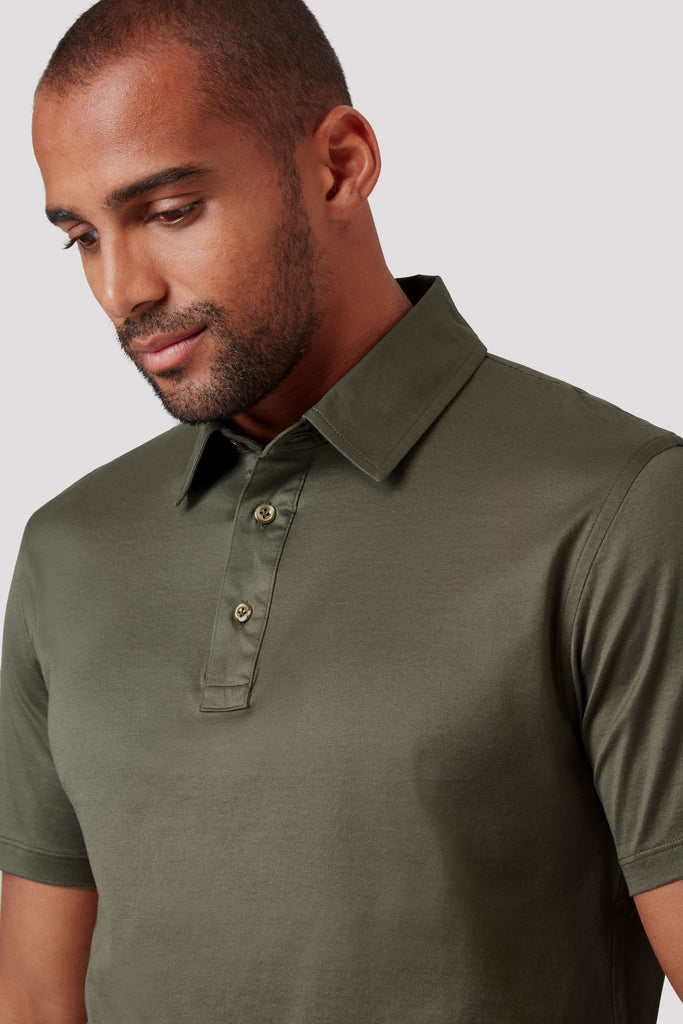 Olive Green Polo Shirt in Sea Island Cotton