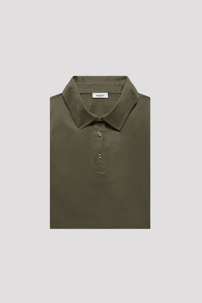 Olive Green Polo Shirt in Sea Island Cotton