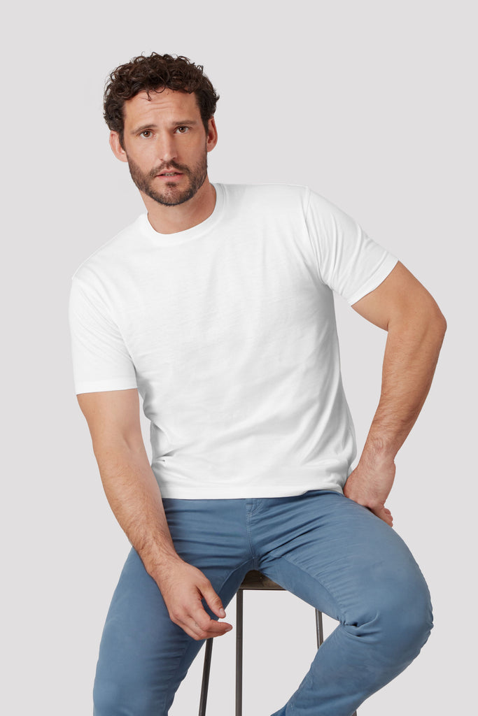 Optic White Crew Neck T-Shirt in Supima Cotton