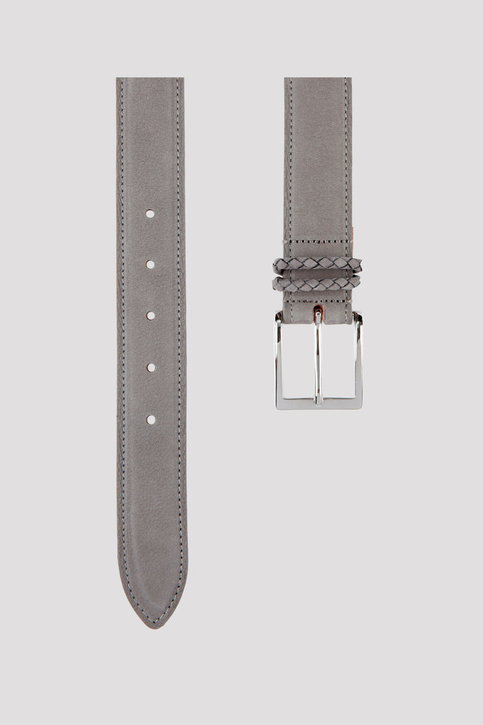 Pearl Grey Nubuck Leather Belt