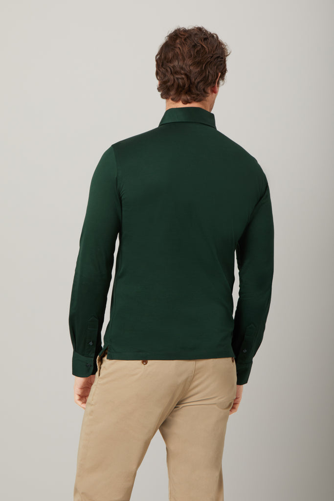 Racing Green Long Sleeve Polo Shirt in Supima Cotton