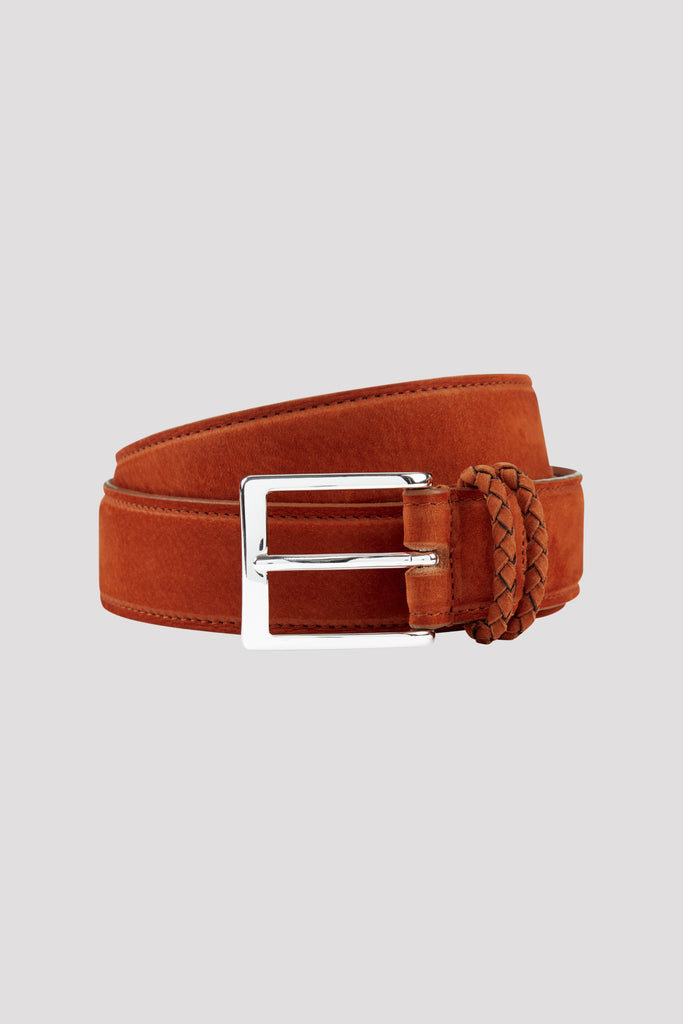 Rust Orange Nubuck Leather Belt
