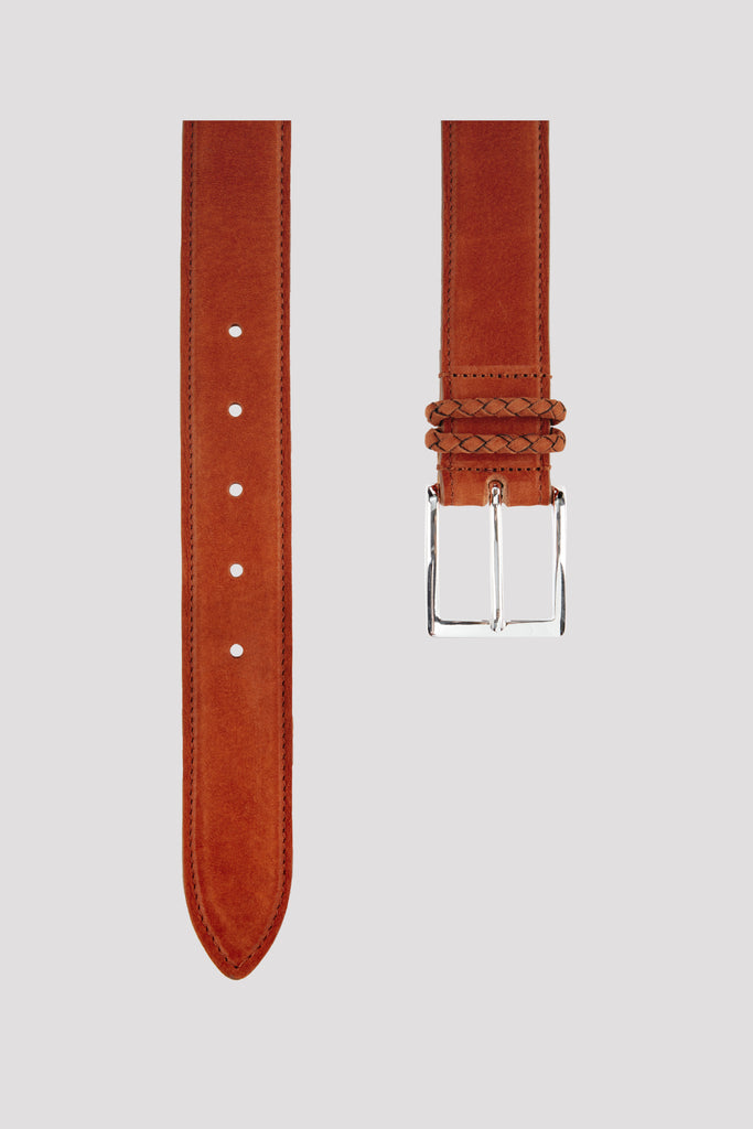 Rust Orange Nubuck Leather Belt