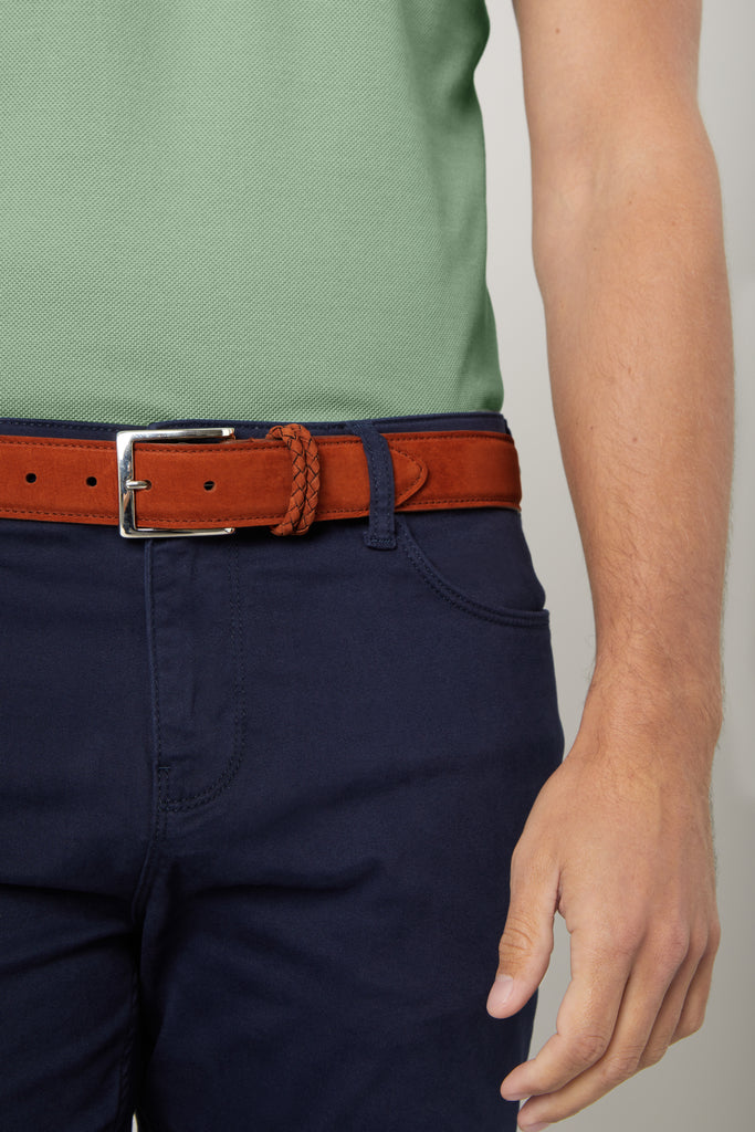 Rust Orange Nubuck Leather Belt