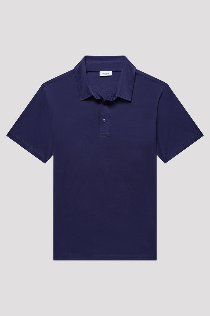 Navy Blue Polo Shirt in Sea Island Cotton
