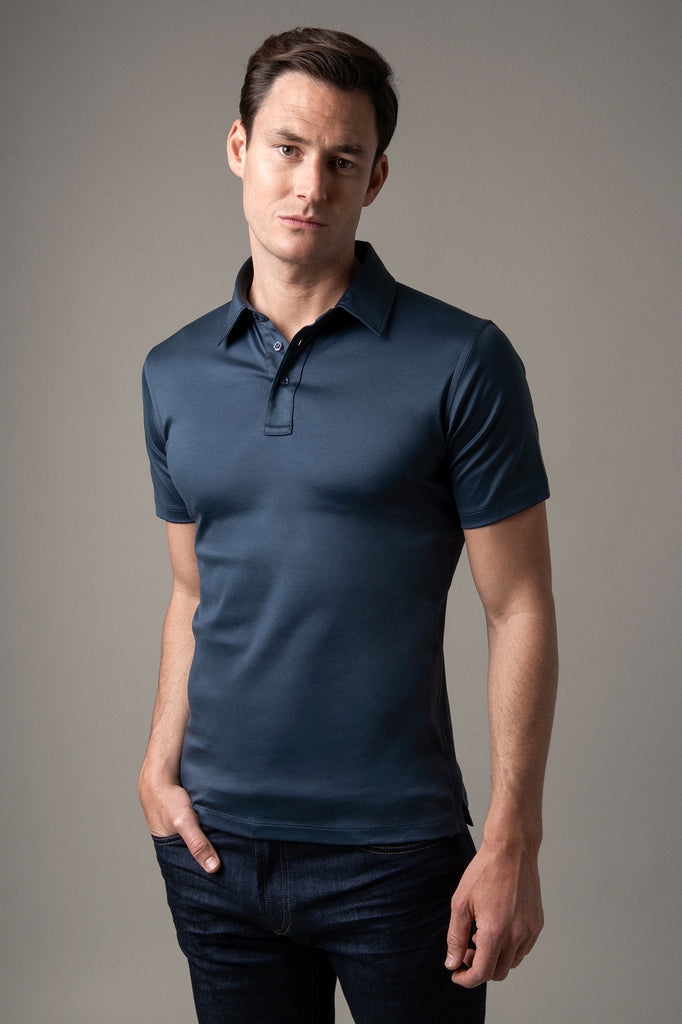 Slate Grey Polo Shirt in Egyptian Cotton