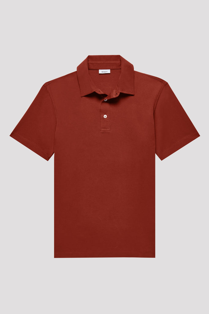 Brownish Red Polo Shirt in Suvin Gold Cotton